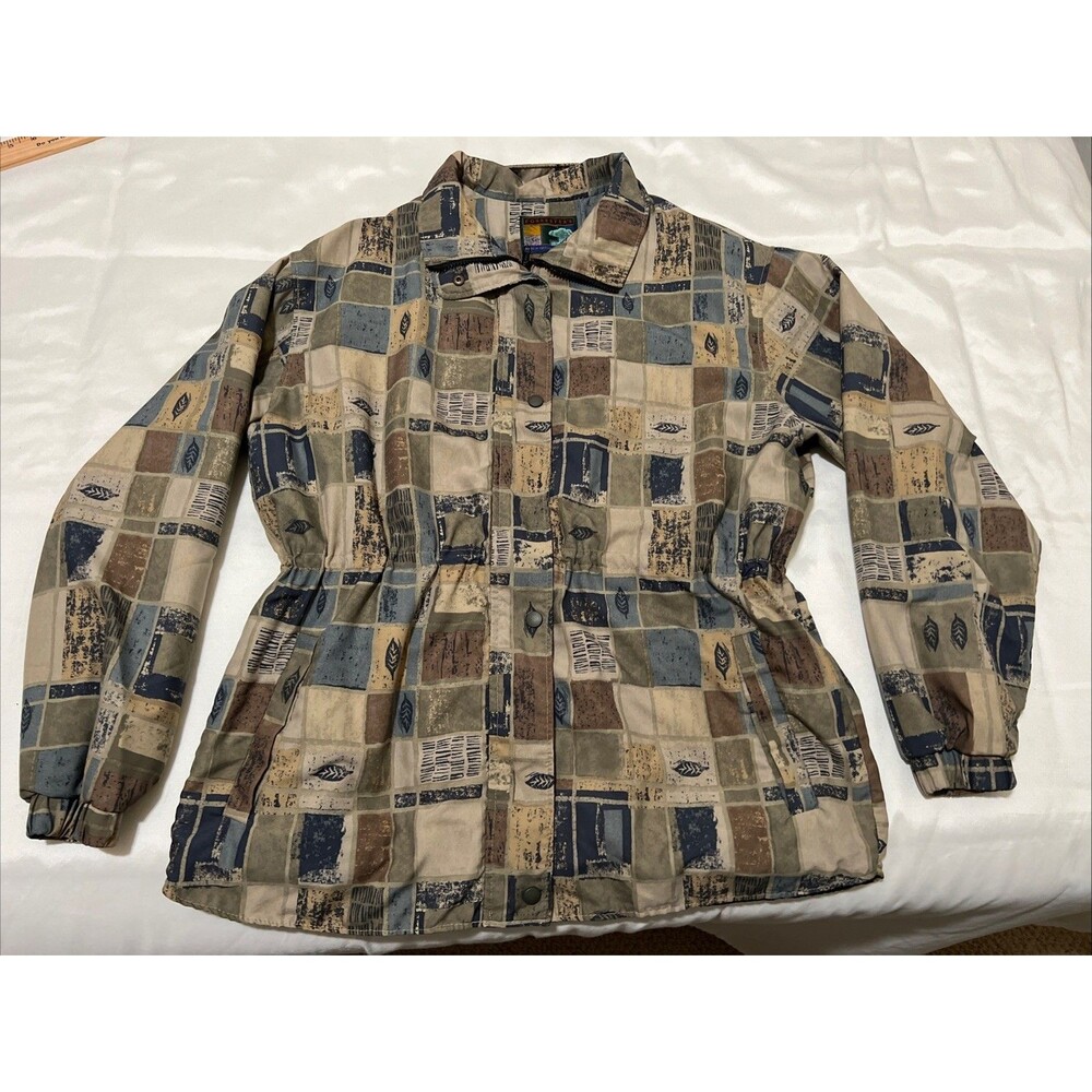 VTG Forresters Windbreaker Shirt GORE-TEX Women’s L Outdoors Geometric Khaki